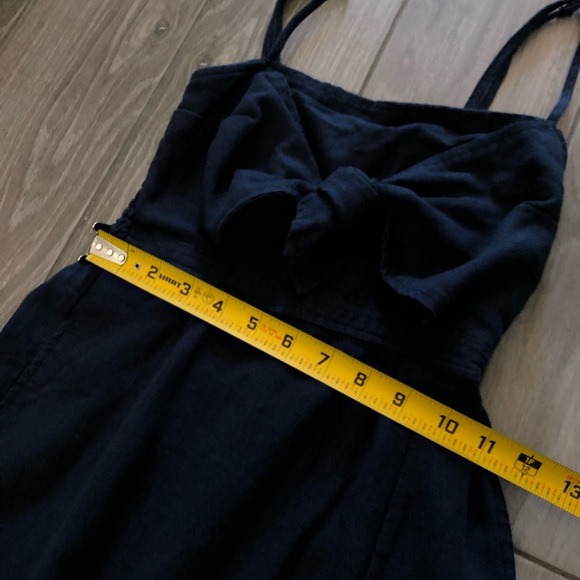 Marisa|Navy sleeveless midi dress with side slit and bow front detail•••small - Picture 12 of 13